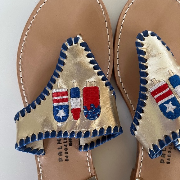 Palm Beach Sandals Embroidered Firecracker Sandals, Platinum Blue Red, 9 - Picture 11 of 11